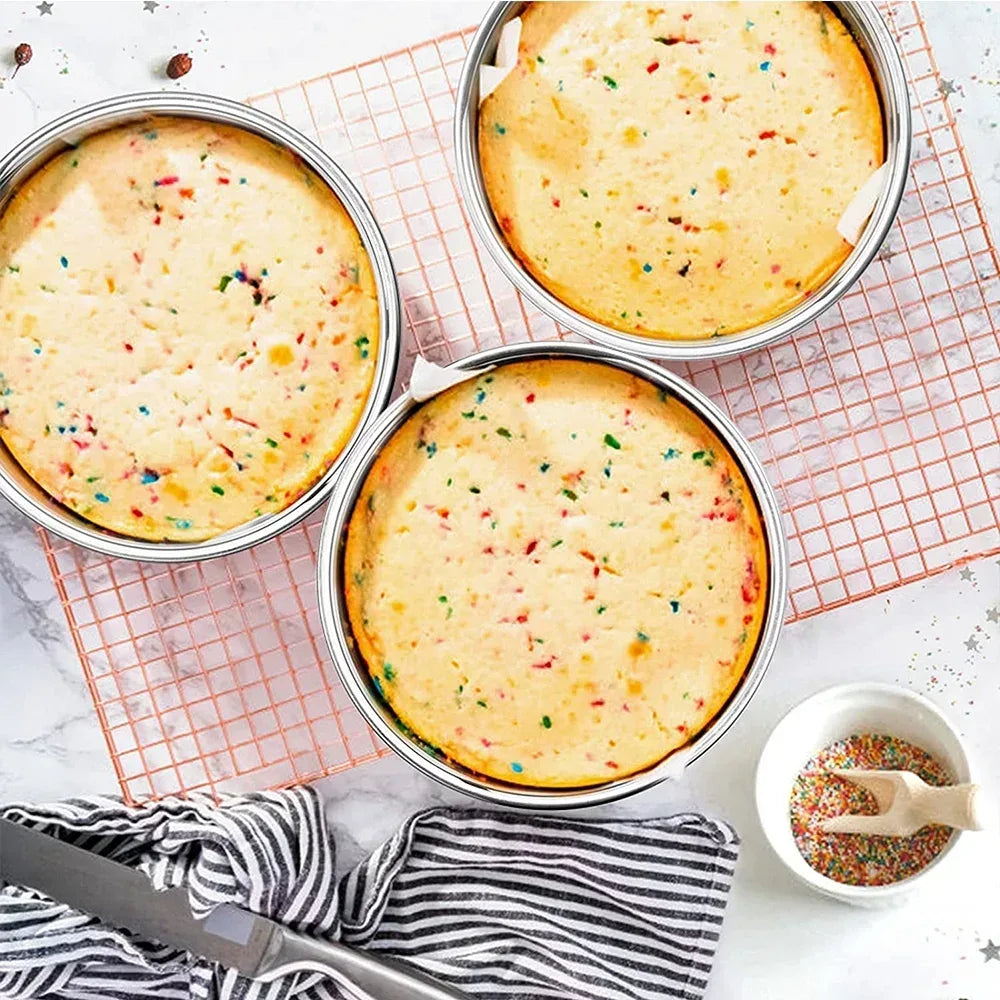 Vesteel Cake Pan, Stainless Steel Round Layer Cake Baking Pans, Non-Toxic & Healthy, Mirror Finish & Dishwasher Safe - USA MEGA SHOP
