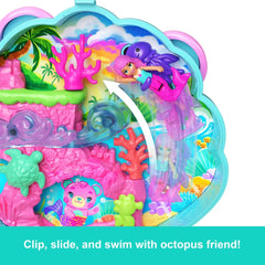 Polly Pocket Glitter Island Compact Playset with 1 Micro Mermaid Doll and Ocean Pets, Travel Toy with Themed Accessories - USA MEGA SHOP