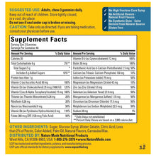 Supplement Facts panel for multivitamin gummies with vitamin and ingredient amounts