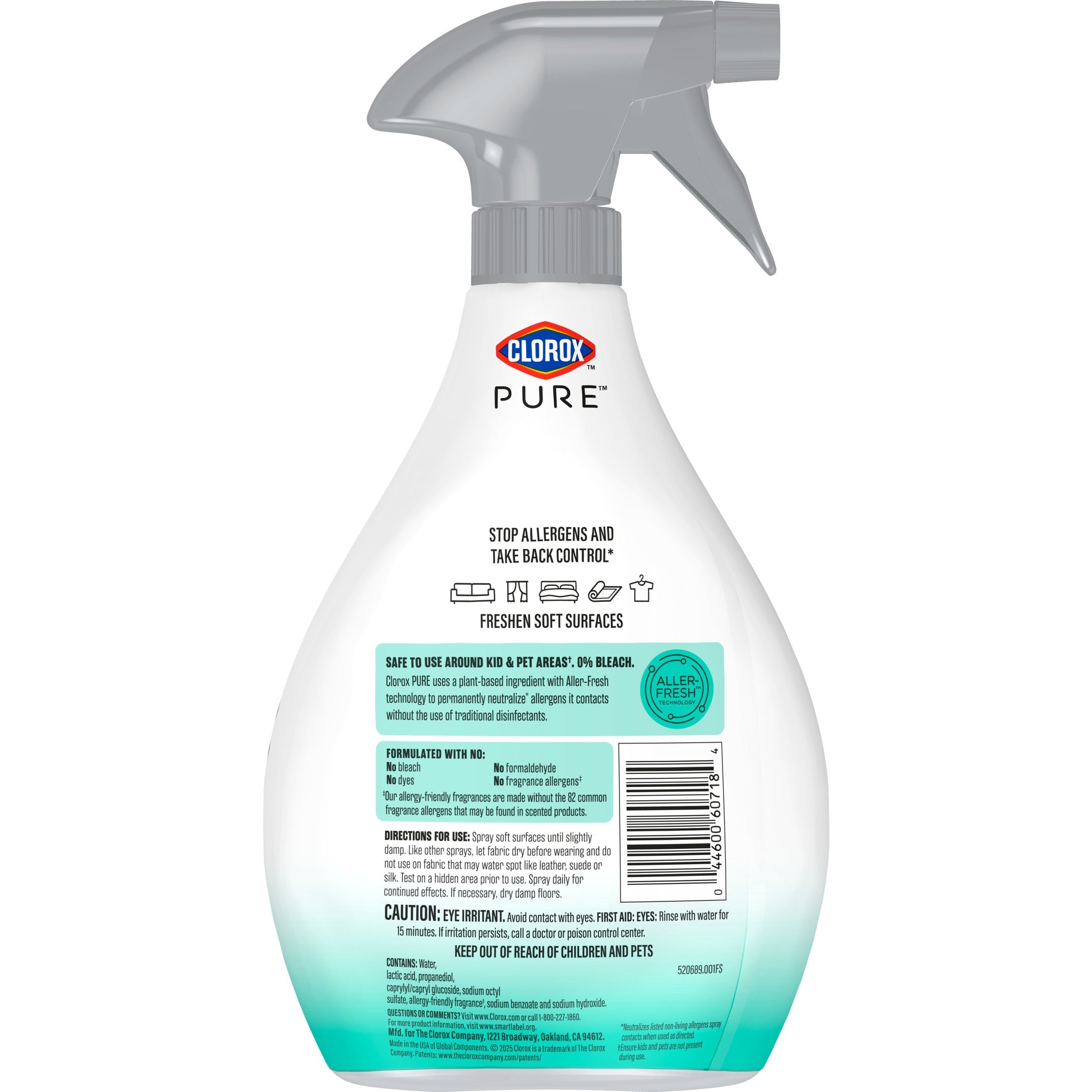 Clorox PURE Allergen Neutralizer Fabric and Carpet Spray, Clean Breeze, 26 fl. oz. Spray Bottle