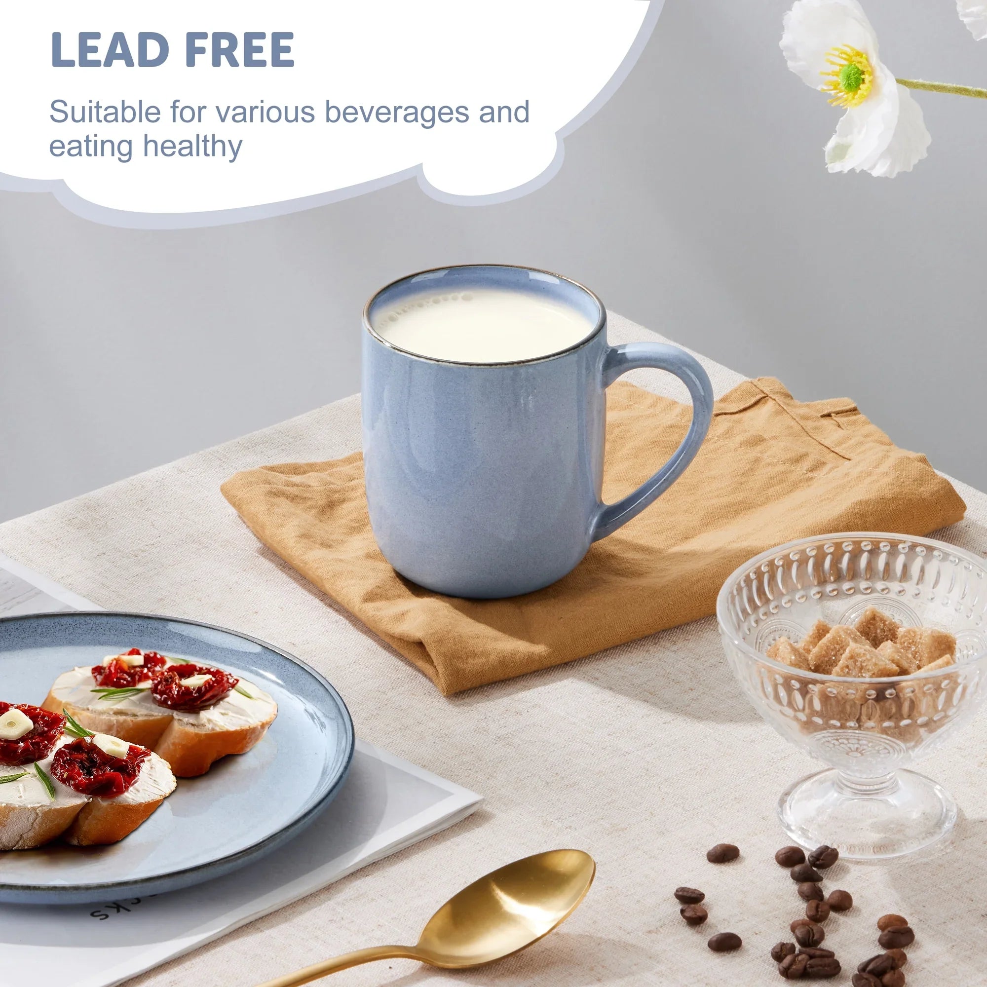 Vesteel Coffee Mug Set of 4, Ceramic Coffee Cups with Handles, 14oz Handmade Reactive Glaze Mugs Set for Coffee Tea Milk, Mug Gifts for Thanksgiving Day Anniversary, Gifts for Men, women, Home, Office and Restuarant