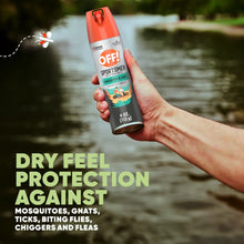 Insect repellent aerosol can in orange and gray with OFF! Sportsmen Smooth & Dry label