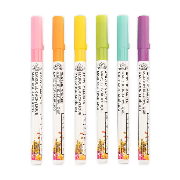 Royal & Langnickel 6 Piece Acrylic .2 mm Hue Markers
