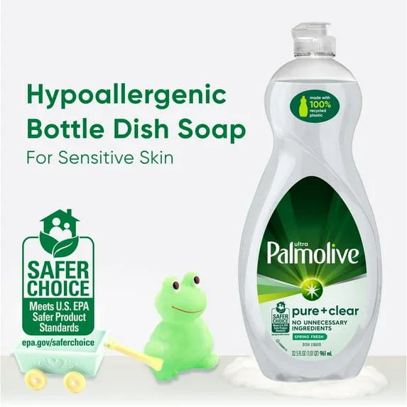 Palmolive Ultra Pure + Clear Liquid Dish Soap, Spring Fresh Scent, 32.5 Fluid Ounce Bottle - USA MEGA SHOP