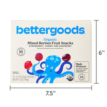 bettergoods organic mixed berry fruit snacks box, straight-on view