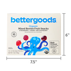 bettergoods Organic Mixed Berry Fruit Snacks, 0.7 oz, 10 Count