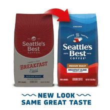 Two Seattle’s Best ground coffee bags, breakfast blend, medium roast, new look graphic