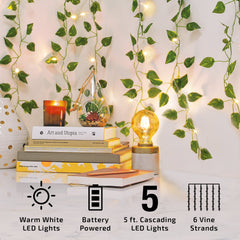 BrightSide LED Cascading Curtain Vine Indoor Lights, Warm White, 3.5ft W x 5ft H