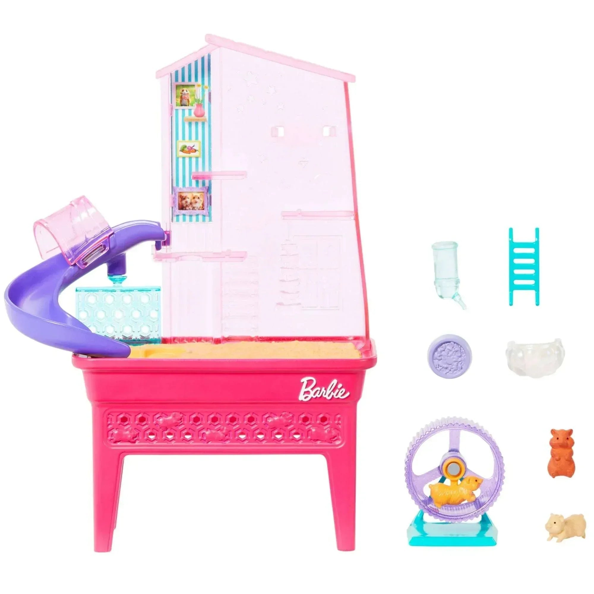 Barbie World Hamster Pet Playground Playset with Wheel, Pets & Food Accessories