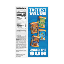 Granola bar value pack promo panel with nutrition facts and assorted boxes
