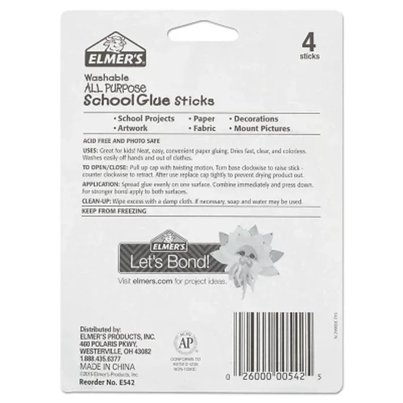 Elmer'S Washable All-Purpose School Glue Sticks (4 Pack)