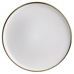 Elama Arthur 6 Piece Stoneware Salad Plate Set in Matt White with Gold Rim