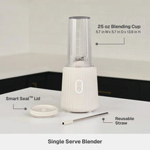 Sand white single serve blender with Tritan cup, smart seal lid and straw