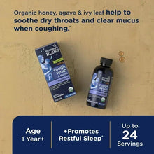 Nighttime kids cough syrup bottle with kids box shown together