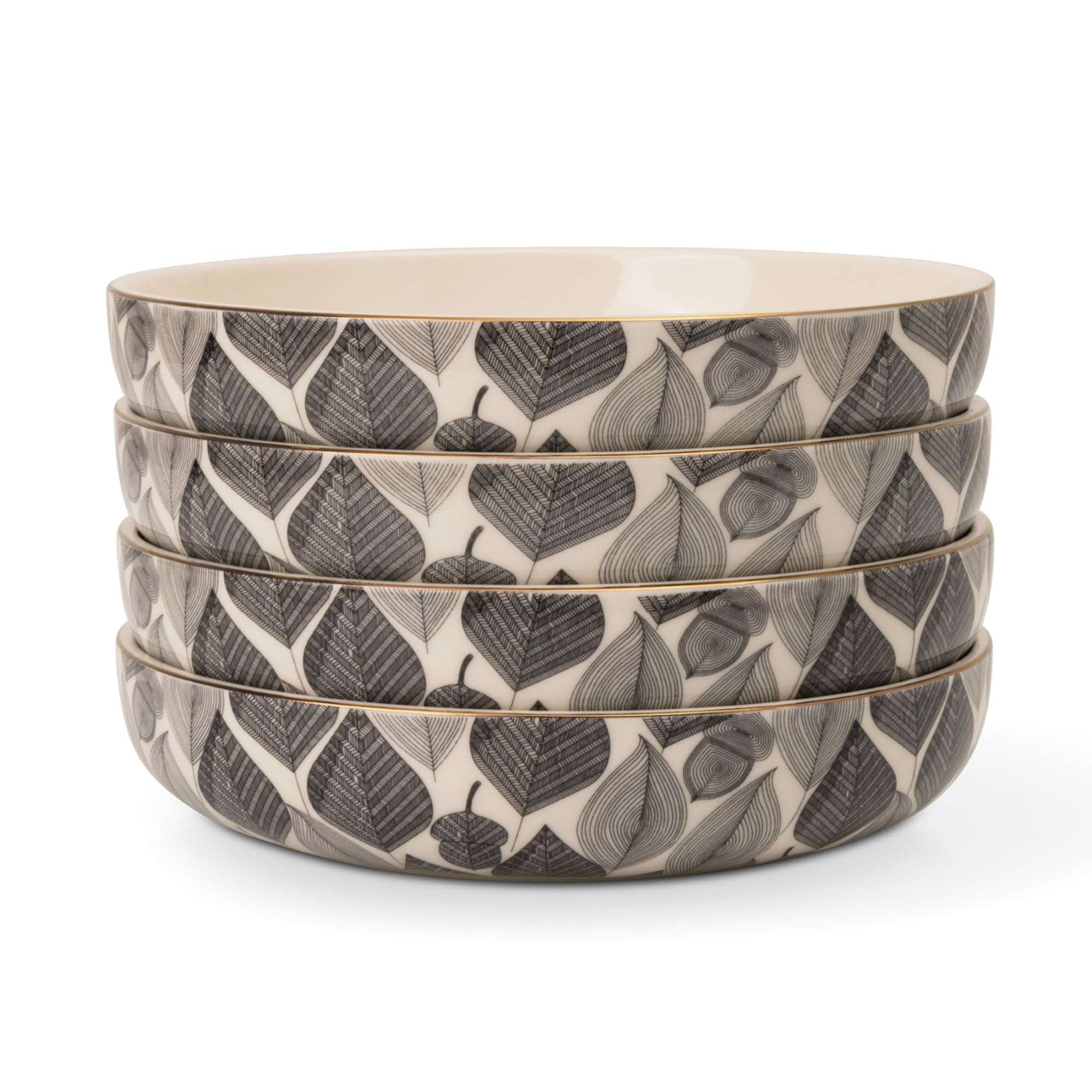 Thyme & Table 4-Pack Stoneware Low Bowls, Red Leaf