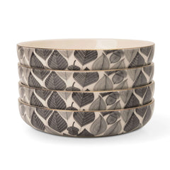 Thyme & Table 4-Pack Stoneware Low Bowls, Red Leaf