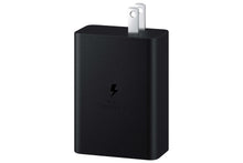 Black 65W trio wall adapter with two-prong plug and front ports