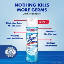 Lysol disinfectant spray can, white and blue, crisp linen scent