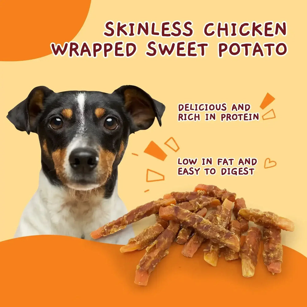 Jungle Calling Dog Treats, Chicken Wrapped Sweet Potato, Gluten and Grain Free, Chewy Dog Bites for Balanced Nutrition, 10.6 oz - USA MEGA SHOP