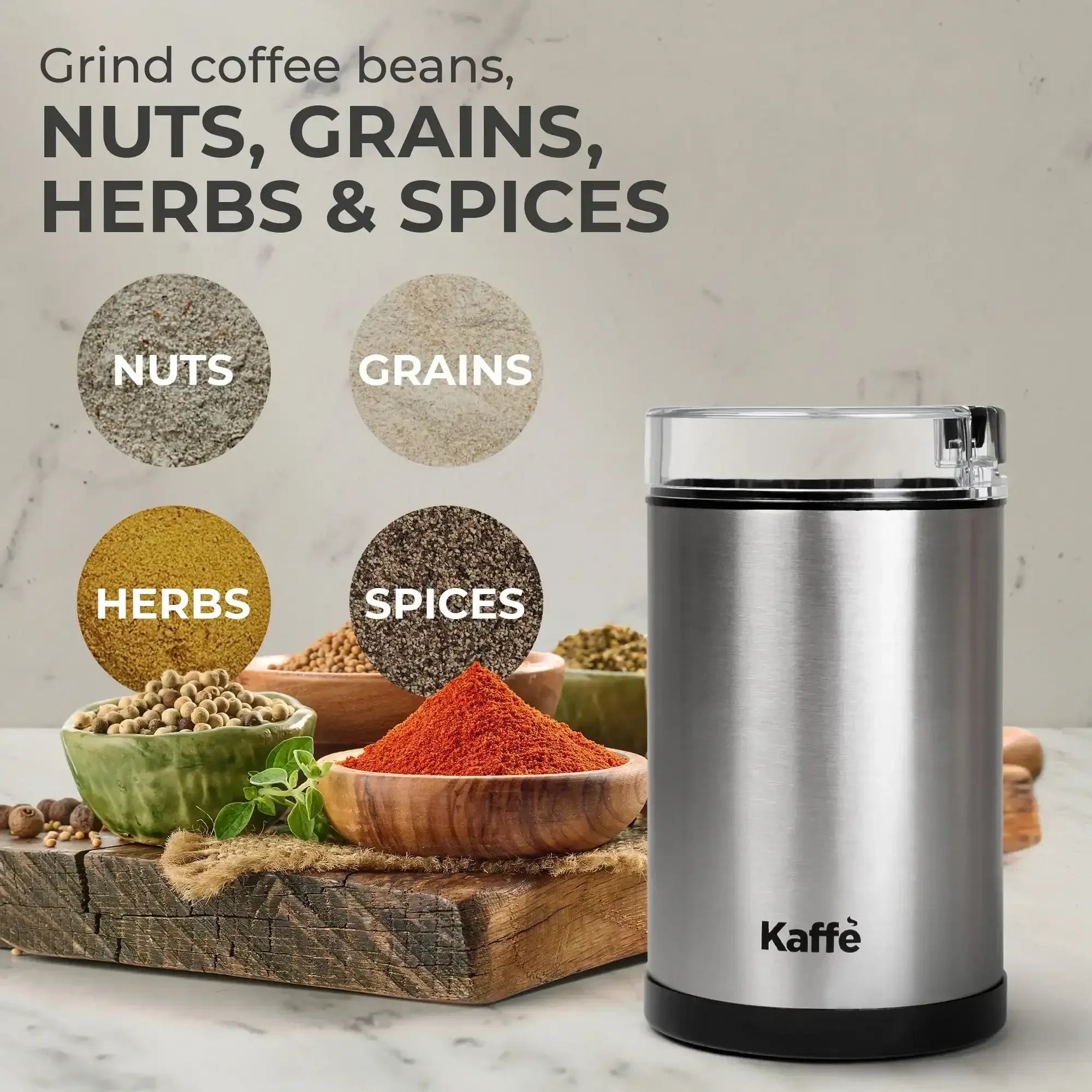 Kaffe Coffee Grinder Electric Copper, (3.5oz/14 Cup) w Free Cleaning Brush - USA MEGA SHOP