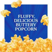 Act II Butter Lovers microwave popcorn panel with yellow popcorn graphics on blue