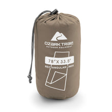 Ozark Trail rectangular sleeping bag liner pouch with drawstring and size print