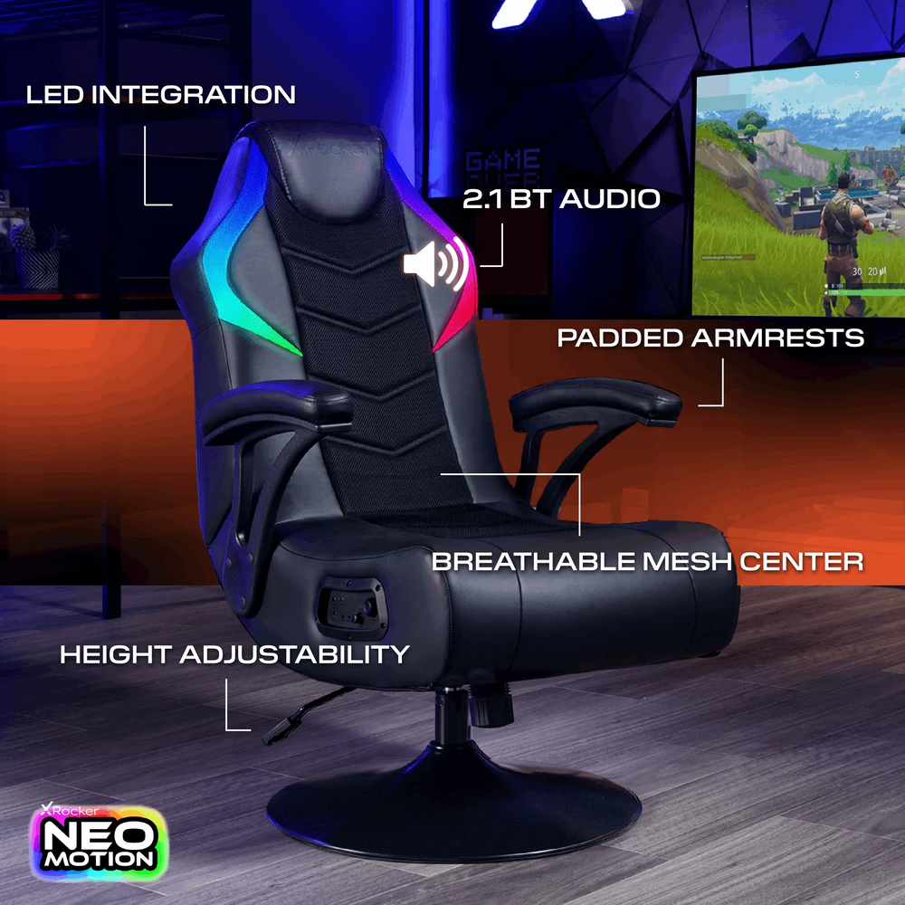 X Rocker Nemesis RGB Pedestal Gaming Chair, Black - USA MEGA SHOP