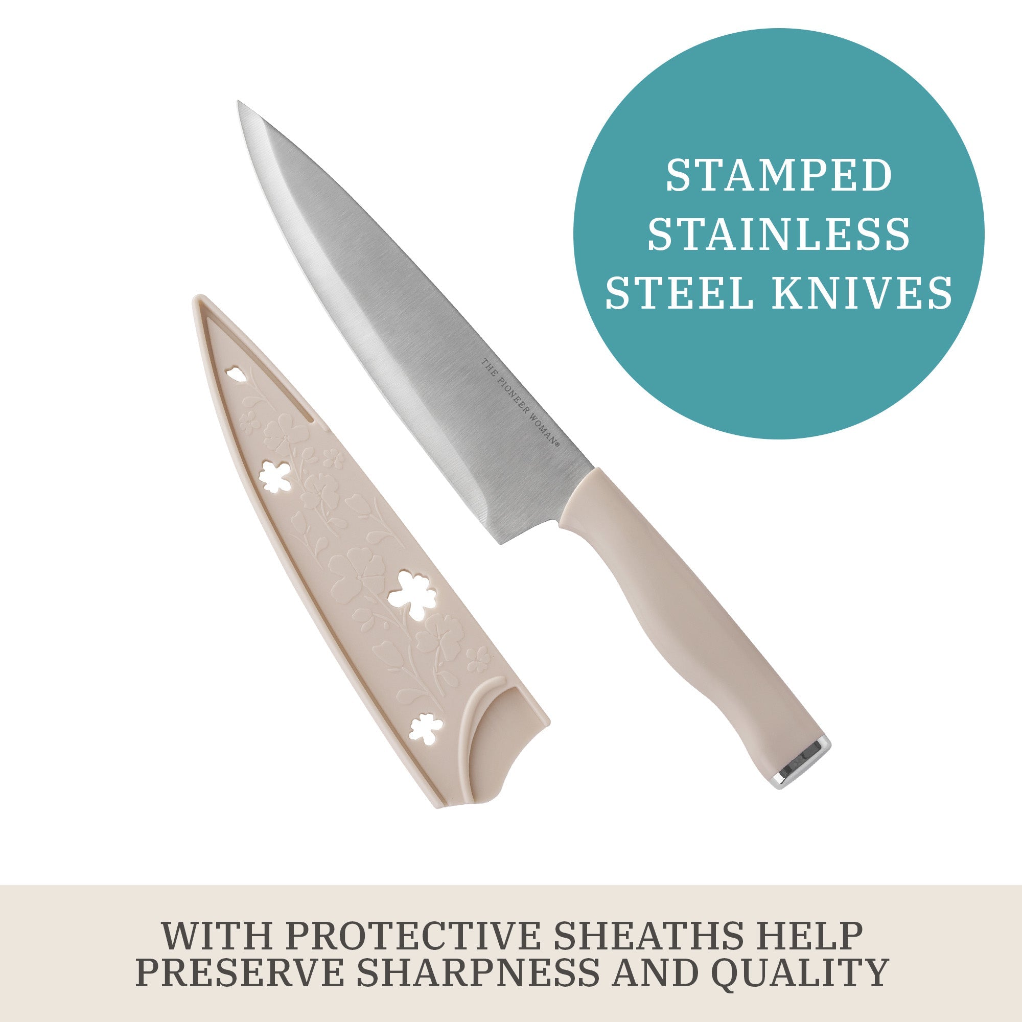 The Pioneer Woman Sutton 34-Piece Ceramic Nonstick Cookware and Bakeware Set, Beige