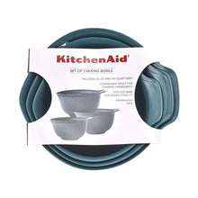 KitchenAid boxed set of 3 nesting plastic mixing bowls in agave teal