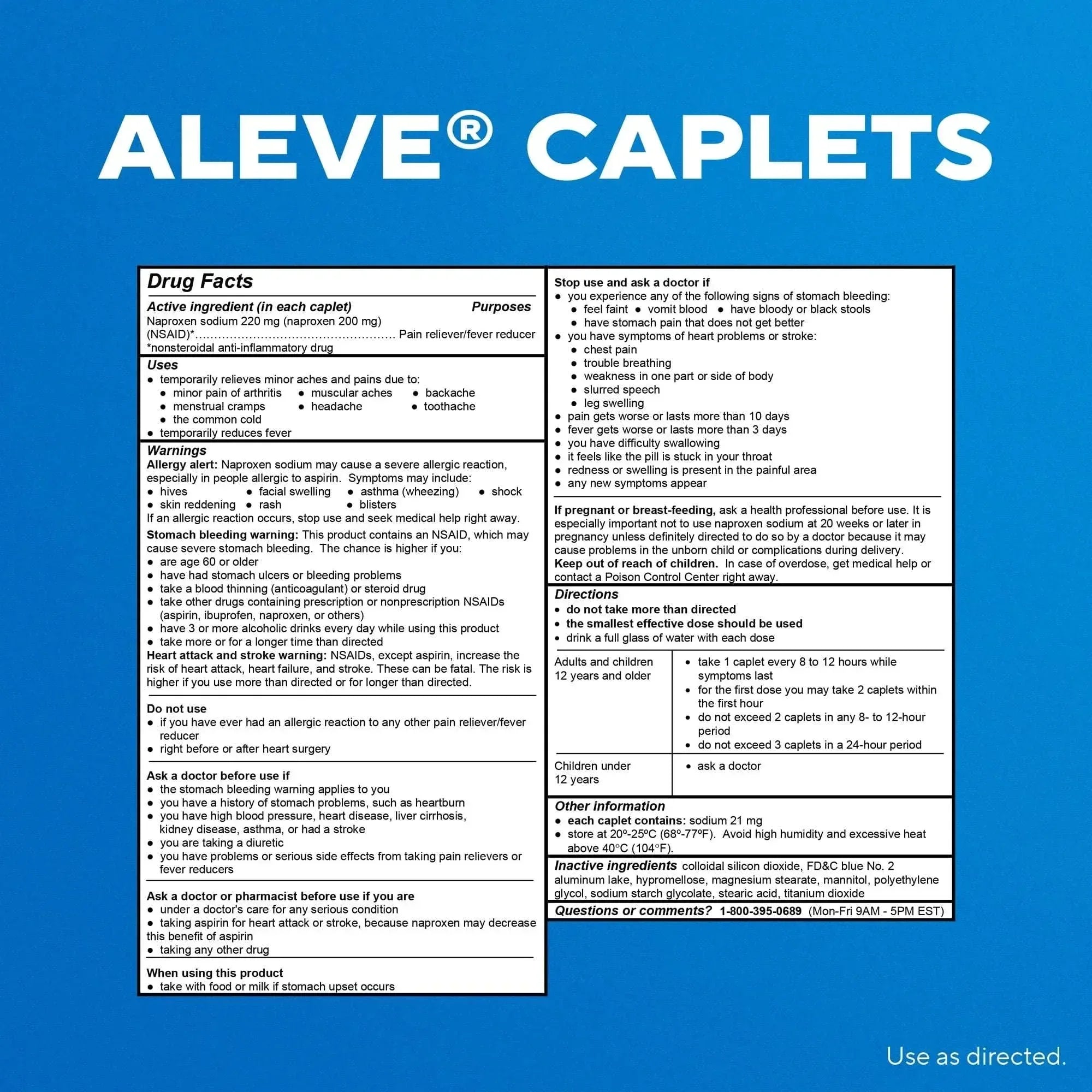 Aleve Pain Relief Caplets with Naproxen Sodium, Easy Open Arthritis Cap, 90 Count