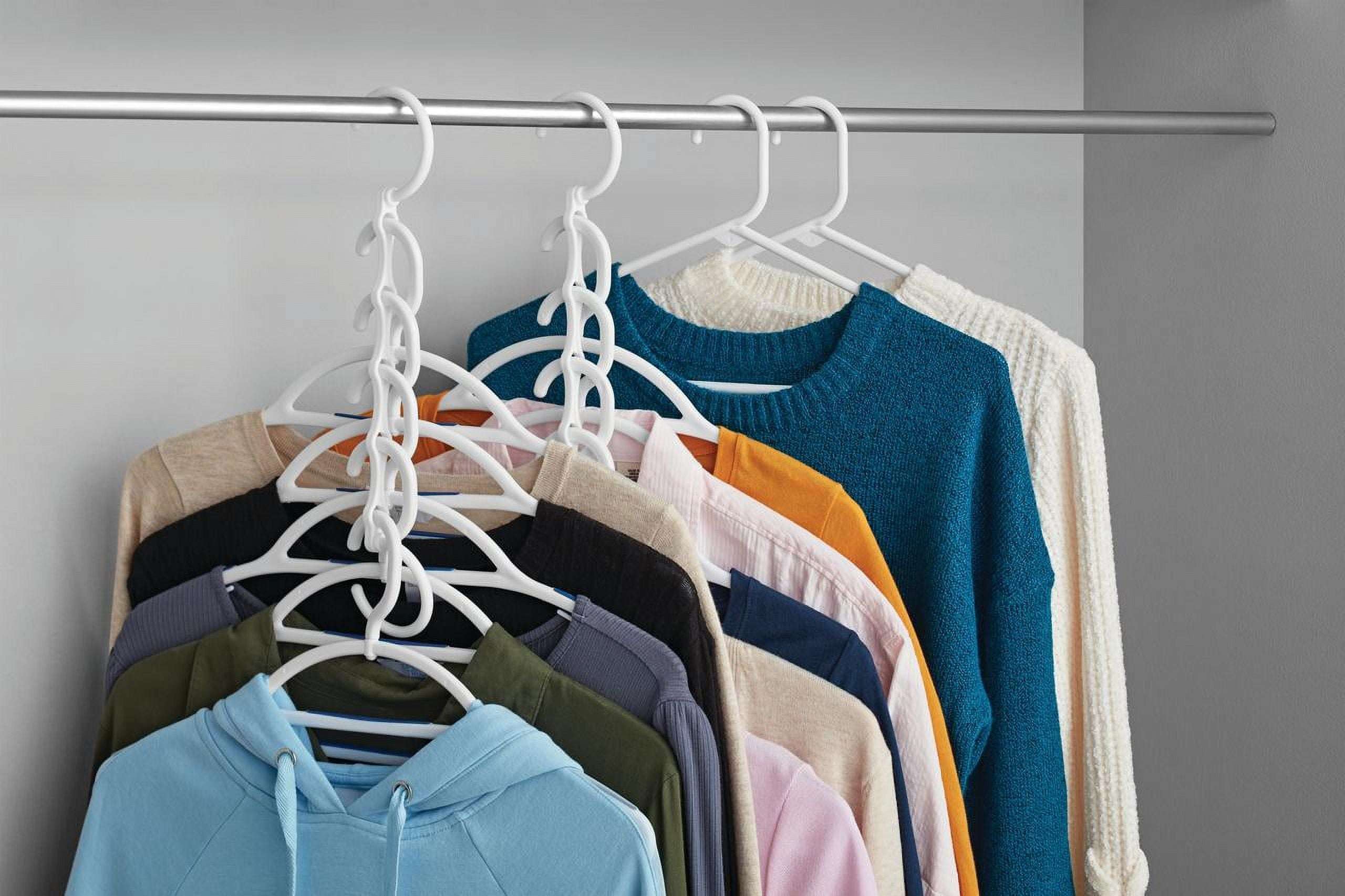 Mainstays Space Saving Cascading Foldable Non-Slip Plastic Clothing Hanger, 10 Pack, White