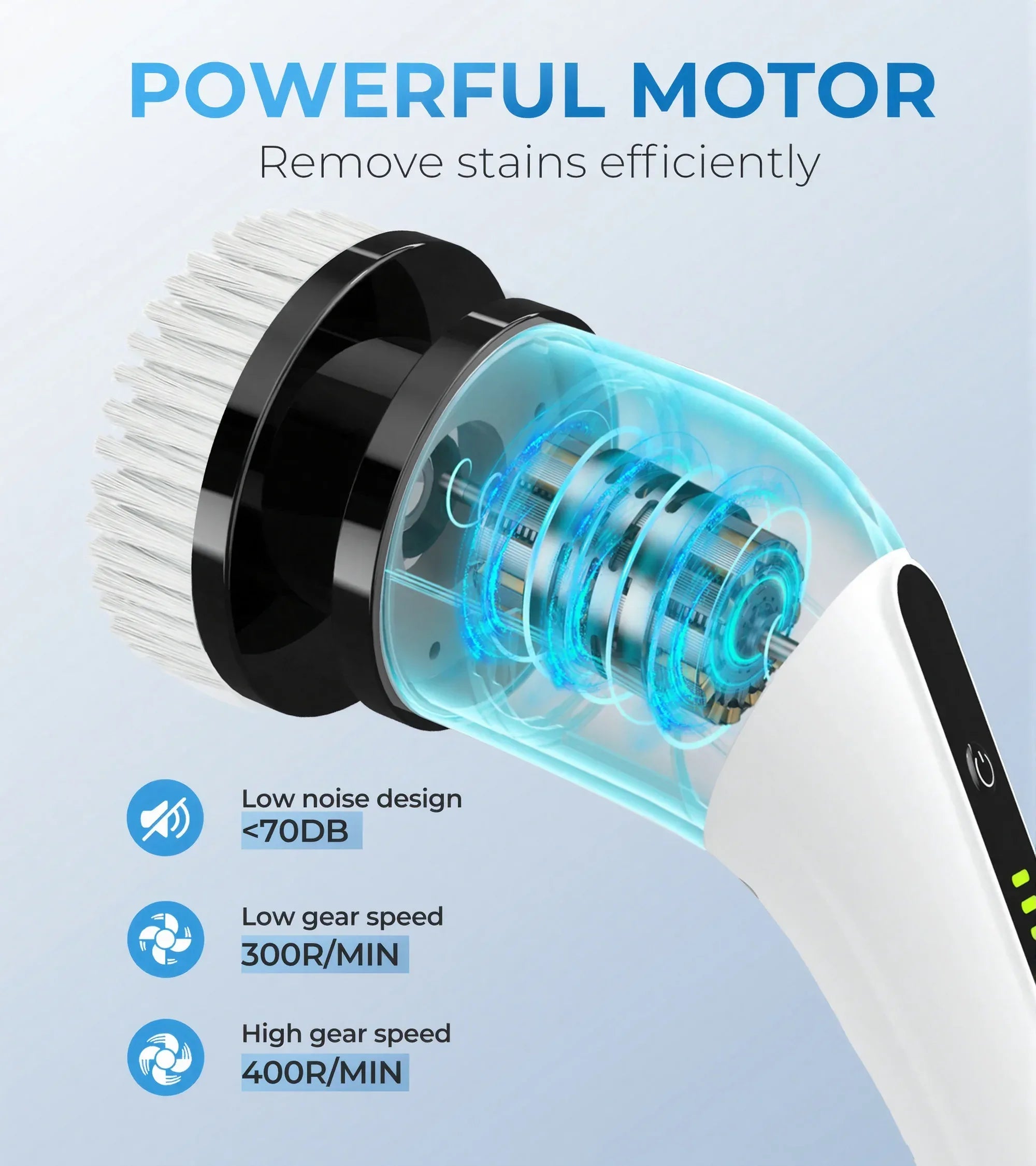 BIMZUC Electric Spin Scrubber, Cordless Cleaning Brush, 7 Replaceable Heads, Extendable Handle, White