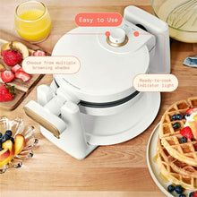 Rotating Belgian waffle maker by Drew Barrymore, white body with control dial