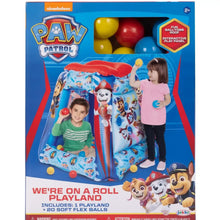 Box for Paw Patrol inflatable ball pit playland with two kids and product photo