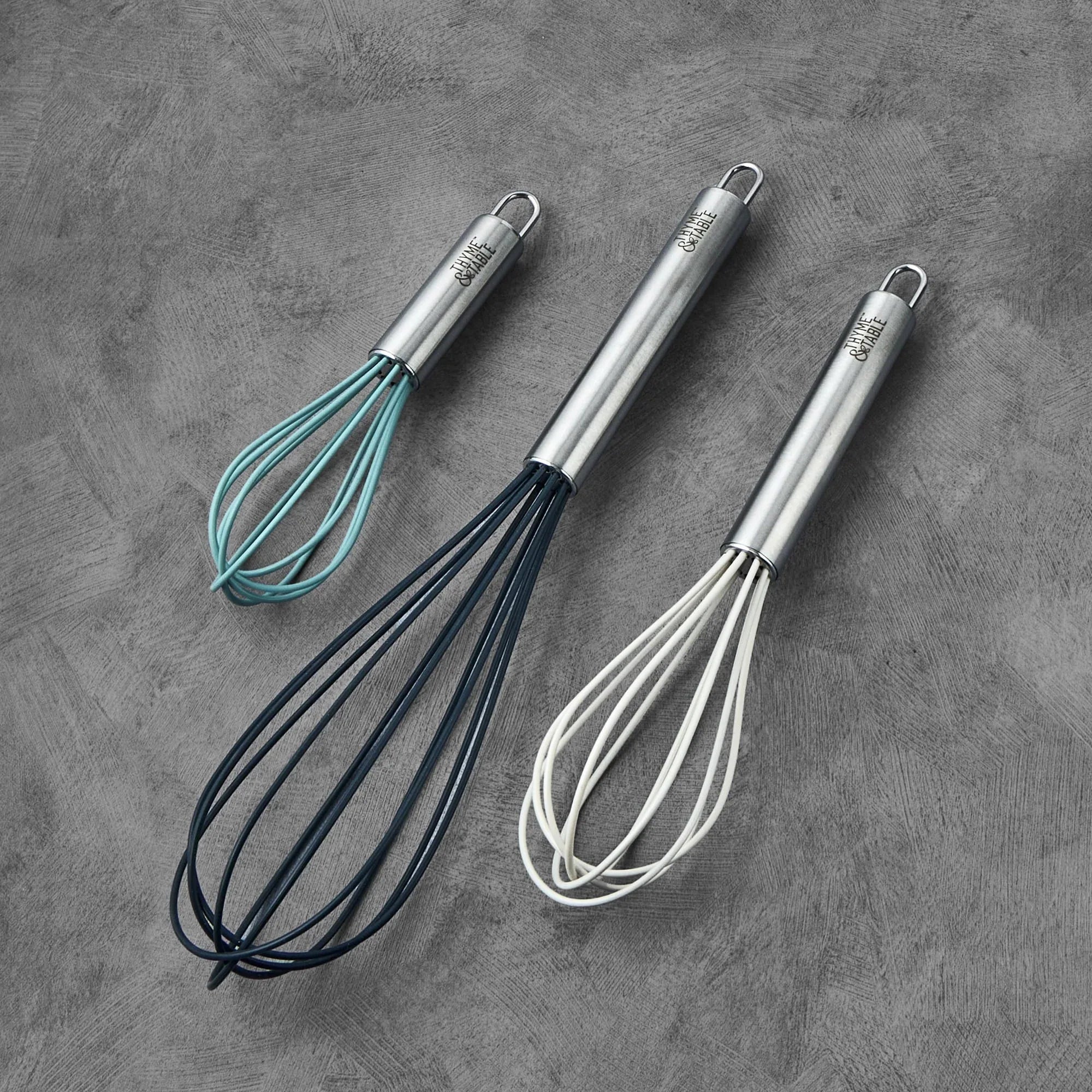 Thyme & Table 3-Piece Silicone Whisk Set, Multi Size - USA MEGA SHOP