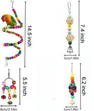 Rainbow bead bird hanging toy with bells and small wooden bead segments