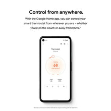 Smartphone showing thermostat control app with temperature settings