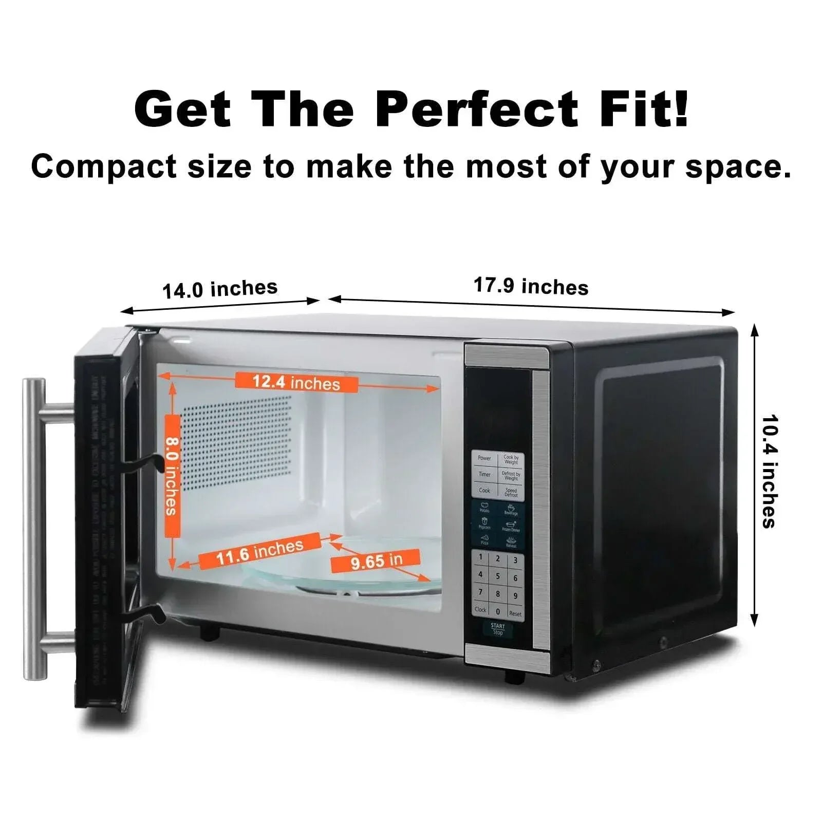 SMAD Countertop Microwave Oven 700W 10 Power Levels 6 Auto Menus 0.7 cu ft