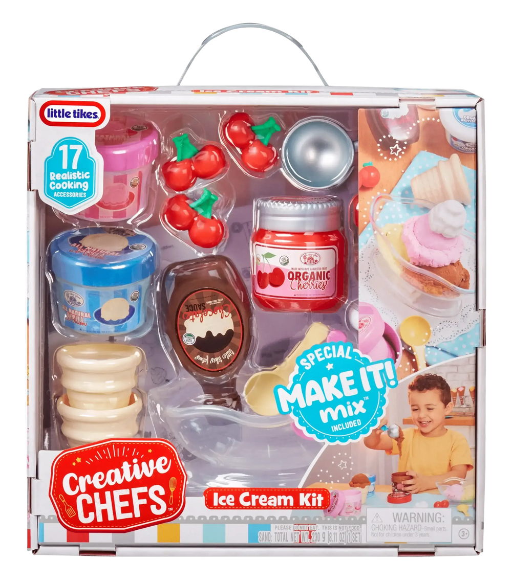 Little Tikes Creative Chefs Ice Cream Kit with Make-It Mix Play Sand, 20 Accessories, Realistic Pretend Play Set, Boys, Girls, Ages 3+ - USA MEGA SHOP