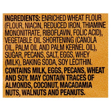 Ingredients list for pecan shortbread cookies on orange package label