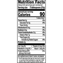 Nutrition Facts panel for yellow corn meal, 90 calories per serving