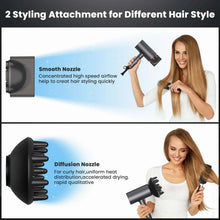 NEXPURE hair dryer with smooth nozzle and diffusion nozzle attachments for hair styling