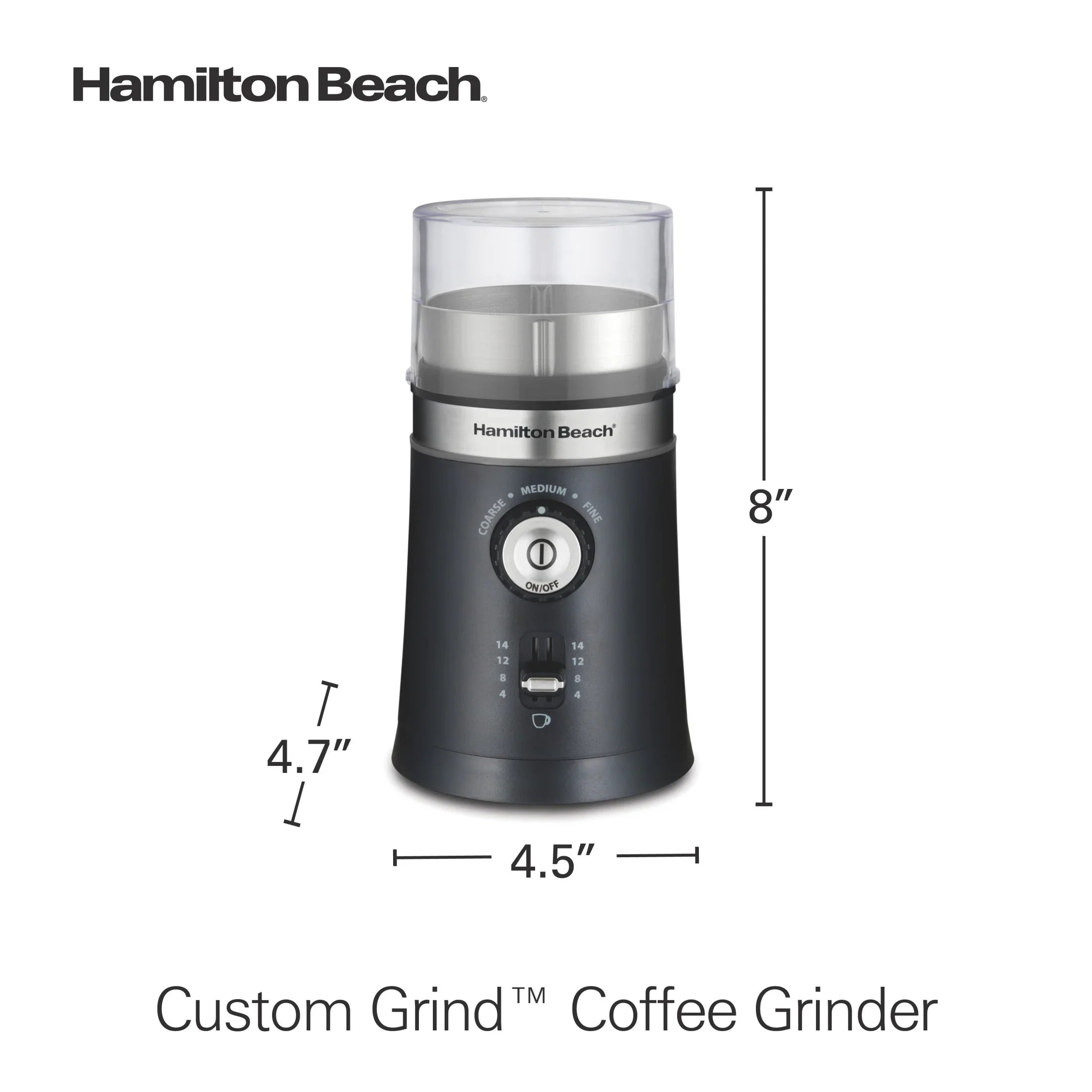 Hamilton Beach Custom Grind Electric Coffee Grinder, 14 Cups