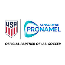 Sensodyne Pronamel logo with USA shield, official partner of U.S. soccer