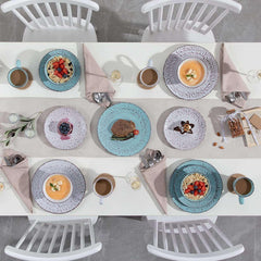 Vancasso, Series Vine, 16-Piece Stoneware Dinnerware Set, Blue and Beige Dinner Set, Service for 4