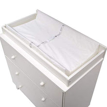 Contoured changing pad with white waterproof cover and cushioned sides