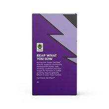 Espresso roast coffee pod box side panel with Reap What You Sow text