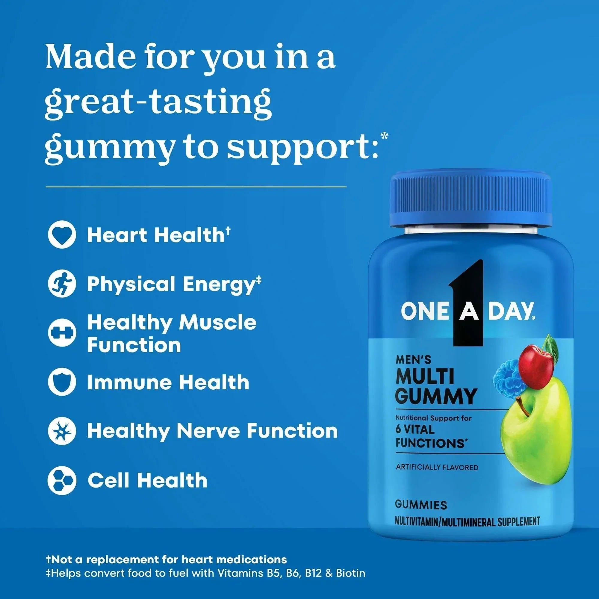 One A Day Mens Multivitamins Gummies with B Vitamins, Physical Energy Support 80 Count