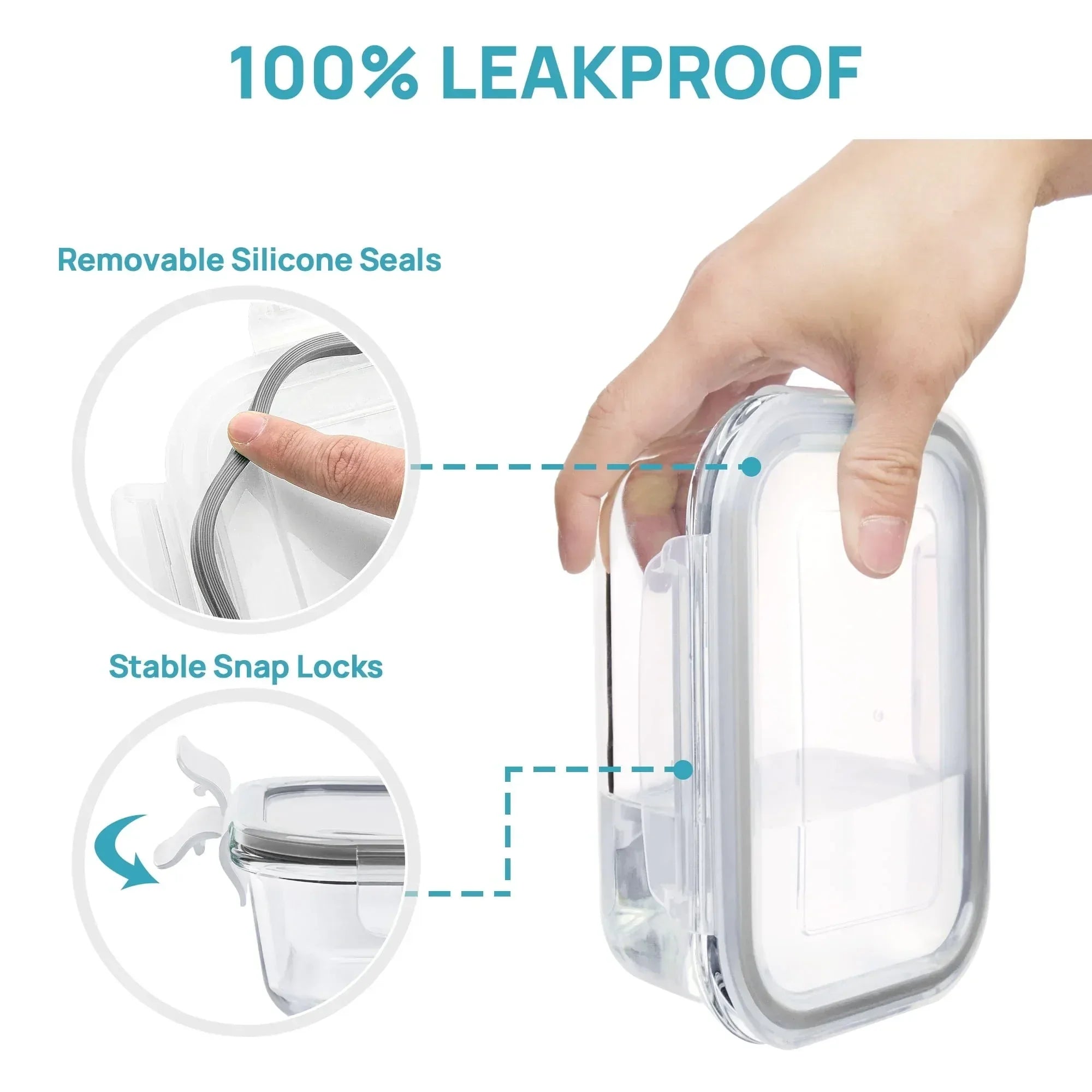 Sindcom 7 Pack Glass Food Storage Containers, Meal Prep, Airtight Bento Boxes with Leak Proof Locking Lids