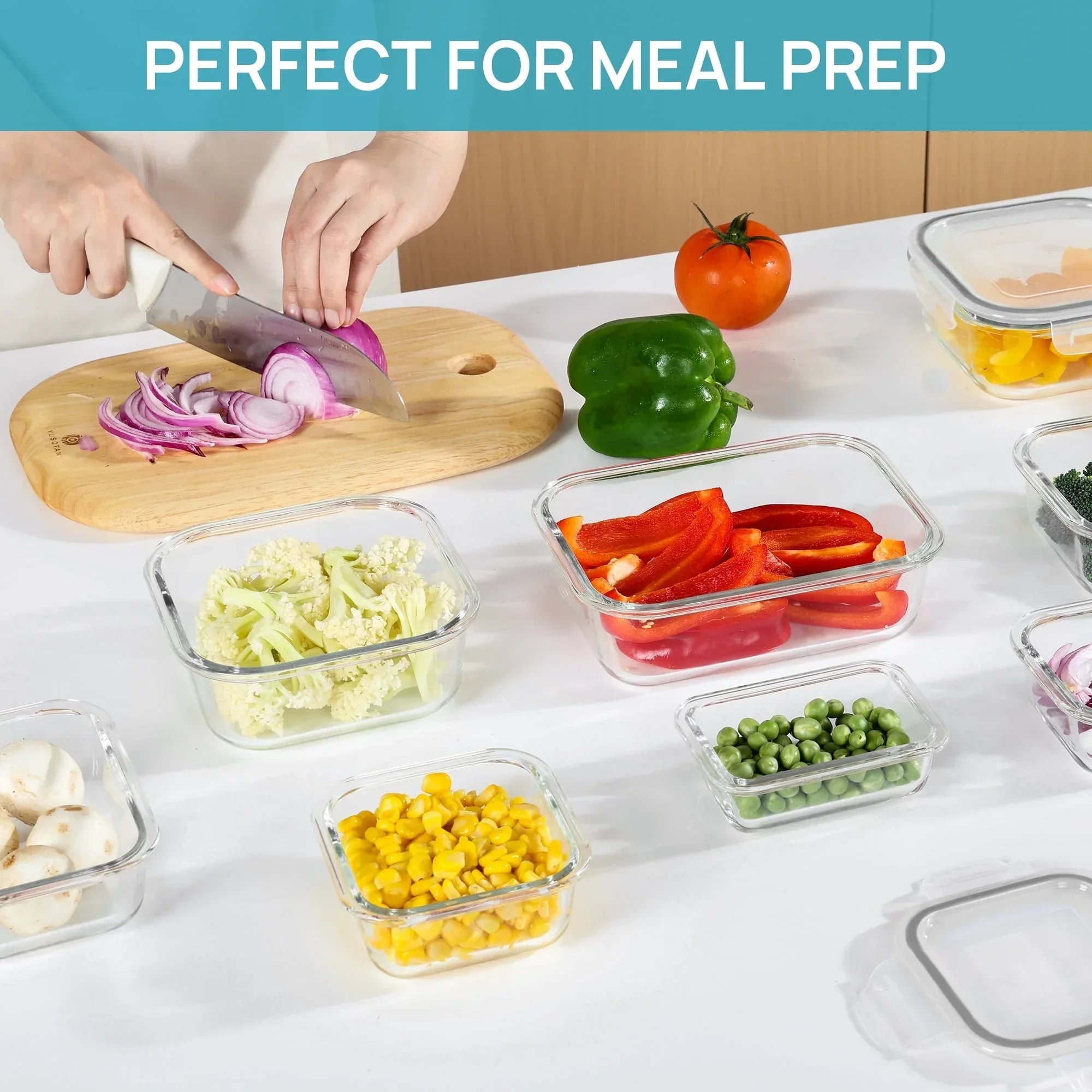 Sindcom 7 Pack Glass Food Storage Containers, Meal Prep, Airtight Bento Boxes with Leak Proof Locking Lids